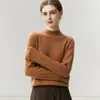 Suéter de Cashmere Feminino Baicaierong Outono/Inverno 2026 com Barra Rebatida e Gola Semi-Alta, Tricô de Lã com Design Versátil