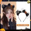 Sombrero de bruja, araña, calabaza, accesorio divertido para el cabello de fiesta de Halloween, diadema de bruja, lazo de malla de encaje