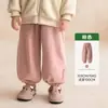 Roupas Infantis Amila 2026 Inverno Novo Calças Jogger Forradas com Fleece para Meninas Calças Quentes com Bordado Fofo para Crianças