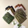Tiro Real de Pantalones Cortos de Algodón y Lino con Parches de Encaje de Color Sólido para Verano 2026, Pantalones Harem de Zanahoria Sueltos Casuales Artísticos para Mujer