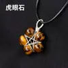 Colgante de Abalorio de Cristal Natural Transfronterizo Colgante Flor de Estrella de Cinco Puntas Enrollado a Mano Joyería de Collar de Cristal Blanco Venta al por Mayor