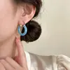 Pendientes Brillantes Azules con Forma de Bolso para Mujer, de Alta Gama y Impresionantes, Clips para Orejas Circulares, Pendientes Únicos Populares de Lujo Ligero al por Mayor
