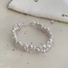 Pulsera Redonda de Perlas Incrustadas con Diamantes Estilo Francés, Lujo Ligero, Sensación de Alta Gama, Pulsera Versátil, Diseño Moderno y Elegante, Joyería al por Mayor