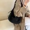 Bolsa de hombro cruzada de gamuza de color liso estilo retro 2026, bolsa de mano tipo dumpling, bolsa para mujer, gran capacidad, para el trabajo