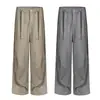 Pantalones de traje rectos plisados de estilo old money para hombre, nuevo estilo de verano, con doble cinturón, pantalones largos casuales holgados para mujer