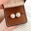 Aretes de Perla Caramel Macchiato, Mismo Estilo que Fever, Aguja de Plata 999 Swarovski, Aretes de Personalidad Vintage, Diseño de Nicho de Alta Gama