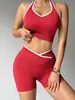 Conjunto de Roupas de Yoga de Secagem Rápida para Esportes ao Ar Livre Feminino Shorts de Ciclismo para Yoga Roupa Fitness Regata Fitness Roupa Esportiva