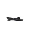 Pantuflas Tipo Seda Versión Piel de Oveja~Moño de Satén Francés Estilo Festivo Pantuflas Frescas para Mujer con Tacón de Cuña para Uso en Exteriores en Verano