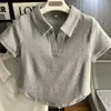 Camiseta de tirantes corta de estilo Puro Deseo Manga corta Polo corto para mujer Verano Ajustado Adelgazante Top Spice Girl