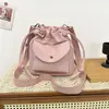 Bolso Casual Pequeño Simple 2026 Nuevo Estilo Bolso Cubo de Lona con Cierre de Cordón de Alto Valor Color Puro Elegante Bolso Cruzado