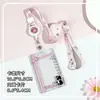 Conjunto de porta-crachá de estudante com cartão deslizante, cartão transparente de campus, bolsa para cartão de refeição, conjunto de identificação com foto love bean, capa protetora, atacado para homens e mulheres