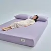 Roupa de Cama para Dormitório Estudantil Cor Sólida 100% Algodão Lençol com Elástico Capa de Colchão Cobertura Total Elástico Saia Raiseda Lençol com Elástico Conjunto de Três Peças Capa Protetora