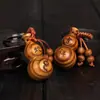 Doce Signos del Zodiaco Calabaza de Madera de Durazno con Llavero de Barra de Oro Hebilla de Cinturón de Cuero Colgante de la Suerte Zodiacal Regalo de Negocios