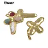 Wt-Jp382 Ágata Amazonita Cuarzo Rosa Perla Incrustado Forma de Cruz Chapado en Oro de 18 Quilates Colgante Accesorios de Joyería Hechos a Mano