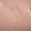 Collar con Borla de Lazo Deslizante, Diseño de Nicho de Lujo Ligero, Cadena Larga Ajustable para Suéter, Moderno y Elegante para Mujer