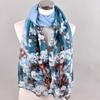 Fonte de origem primavera novo lenço floral pequeno bicolor europeu e americano de fio Bali estampado lenço longo feminino