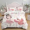 Ropa de cama de poliéster con estampado digital 3D de dibujos animados de niña de ballet, tres piezas, transfronteriza, venta caliente en Amazon