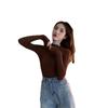 Ropa de Punto de Cuello Alto para Mujer 2024 Otoño e Invierno K-Style Nuevo Tejido de Fondo de Manga Larga Interior Delgado Suéter Top Trbottomy