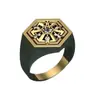 Anel de Diamante Hexagonal Mais Vendido da Amazon Cobre Inlaid com Zircônia Comércio Eletrônico Transfronteiriço Suprimento Anel Masculino Europeu e Americano Atacado