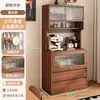 Aparador de Comedor para el Hogar Contra la Pared Retro Todo en Uno Apartamento Pequeño Sala de Estar Simple Almacenamiento Armario de Almacenamiento Armario de Té Armario Alto Armario Estrecho
