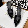 Sandalias de tacón de aguja de punta fina, estilo nuevo de verano 2026 para mujer, con hebilla en V, parte trasera abierta, tira única, versátiles para ir al trabajo, elegantes y deslumbrantes