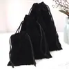 Bolsas de terciopelo con cordón, Empaques de regalo de terciopelo, Bolsas con cordón para empaque de joyería, Bolsas de almacenamiento de felpa, Al por mayor en stock