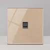 Painel de Tomada com Interruptor FLKL de Vidro Temperado Dourado Tipo Alavanca Reset 86 Embutido na Parede Interruptor para Hotel Casa