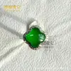 Set de Pulsera de Trébol de Cuatro Hojas de Calcedonia Imperial Verde al por Mayor para Mujer, Lujo Plateado con Incrustaciones, Nicho, Lujo Ligero, Suministro en Vivo
