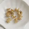 Pulsera de Cristal con Base de Flor de Doble Extremo en Forma de Cintura Pequeña, Color Dorado de 14K, Conservación del Color, Zirconia, Soporte para Cuentas, Accesorios para Joyería DIY