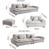 Sofá de Tecido Tech Estilo Creme de Luxo Leve com Apoio para os Pés para Apartamentos Pequenos, Casas de Aluguel, Design de Vela Nova, Sofá de Couro Resistente a Arranhões de Gato em Linhas Retas