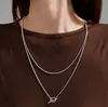 Collar de acero de titanio con hebilla OT estilo Ins, resistente al descoloramiento para mujer, accesorio de cadena para suéter apilable, collar de cadena de hueso de serpiente versátil para el día a día