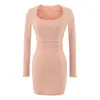 Vestido mini ruchado de manga corta con cuello cuadrado, estilo 'chica hot' puramente deseable para mujer, nuevo vestido bodycon ajustado sexy de verano