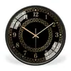 Relógio de Parede Senso Preto Dourado com Textura Estilo Retro Criativo Metal Dourado Texturizado Relógio de Arte para Sala de Estar