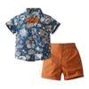 Meninos Summer Bow gravata floral conjunto 2023 novos pequenos e médios fabricantes de roupas infantis casuais de manga curta em estoque