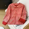 Calidad Garantizada Reductor de Edad Talla Grande de Madre Aspecto Adelgazante Nuevo Chinoiserie Puntada de Botón de Satén Cárdigan Top Camisa Chaqueta para Mujer