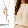 Cadena para Suéter de Collar Largo Geométrico, Accesorio de Lujo de Alta Gama, Versátil y de Moda, Colgante de Perla para Otoño e Invierno