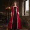 Traje de Baile Vitoriano Medieval de Halloween Traje de Performance Renascentista Macacão de Cetim com Bordado e Cadarço