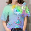 Camiseta de manga corta para mujer con estampado de mariposas, impresión personalizada, venta directa de fábrica, plataforma transfronteriza europea y americana, suministro estable