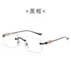 Nuevo estilo metal pata cruzada crostar moda sin marco liso gafas hombres y Mujeres Negocio artístico miopía armazón de gafas ópticas