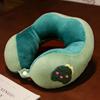 Toalla de dibujos animados bordada, almohada en forma de U para oficina, linda almohada cervical de felpa, almohada para el cuello del coche, almohada de viaje portátil