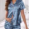 Comercio Exterior Europeo y Americano Transfronterizo Ropa de Casa Sexy para Mujer Traje Estampado Primavera y Verano Cómodo Casual Hogar Camiseta de Manga Corta y Shorts