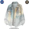 Camisa de Manga Larga Tie-Dye de Alta Calidad Marca NASA para Hombre Tendencia de Moda Casual Otoñal Diseño con Sentido Camisa Chaqueta