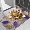 Tapete de Chão Absorvente Secagem Rápida para Banheiro com Florais em Relevo, Suave de Terra de Diatomáceas, Antiderrapante para Entrada do Banheiro