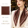 Pañuelo Cuadrado de Rayón con Lunares, Pañuelo de Seda Marrón Estampado para Mujer, Pañuelo Decorativo Versátil para la Cabeza, Moda Coreana, Pañuelo Pequeño para el Cuello