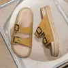 Suministro transfronterizo exclusivo de zapatos de mujer estilo Birkenstock de suela gruesa, material EVA, nuevo modelo de verano, chanclas para exteriores de doble hebilla, antideslizantes, disponibles en Shein y TEMU