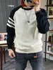 Moletom Masculino Casual Tendência Outono 2025 Gola Redonda Manga Raglan Popular Ins Pulôver Camisa Base Top