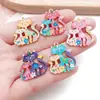 Colgante de Gato Padre-Hijo con Estampado de Gota de Aceite Transfronterizo Colgante de Zorro Gato de Halloween Llavero de Aleación Accesorios para Pendientes
