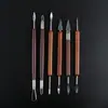 Atacado de fábrica conjunto de ferramentas de cerâmica argila diy escultura dupla cabeça madeira reparo em branco plástico argila metal faca de escultura
