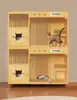 Villa para Gatos Jaula para Gatos Hogar para Mascotas Alojamiento Cría Madera Maciza Cama para Gatos Armario para Gatos Casa de Lujo para Gatos Vitrina Temperatura Constante Tres Niveles