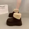 Botas de neve femininas com sola grossa, nova coleção outono/inverno 2026, forradas com fleece, botinhas estilo Birkenstock, com aumento de altura, quentes e espessadas com forro de pelúcia